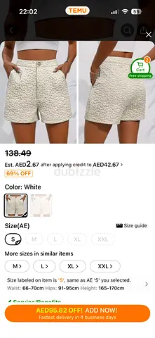 White textured high-waist shorts, size S