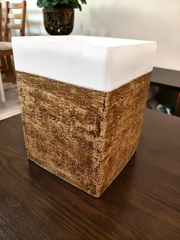Square decorative plant pot / planter - rustic brown & white