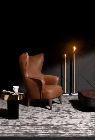 Brown leather armchair // Vibieffe 1950_Atmosfera
