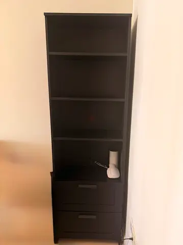 Tall dark brown shelf with 2 drawers - good condition