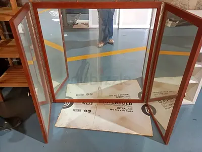 Wooden Three-Panel Folding Mirror