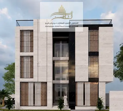 Villa for sale in Ajman, Al Yasmeen area. Permitted construction: ground floor + 2 upper floors. Land area: 3,266.96 sq. ft. Built-up area: 4,101.83 s