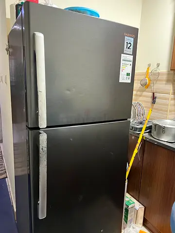 Double-door refrigerator - good working condition, black finish