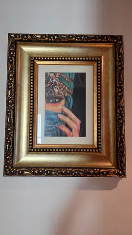 Hand made color pencil art ,Framed Decorative Painting with Gold Ornate Frame