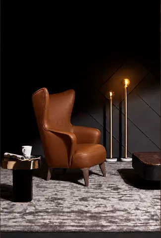 Brown leather armchair // Vibieffe 1950_Atmosfera