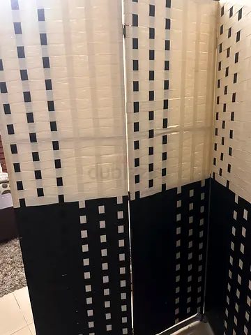 Pair of Modern Black & White Panel Curtains with Square Pattern( two pcs)