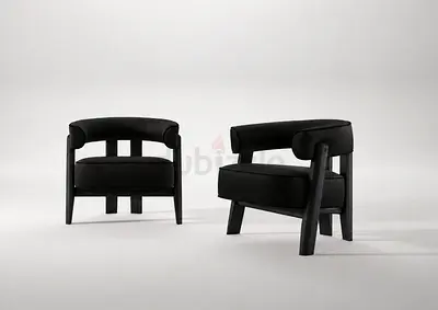 Black grain leather armchair // Vibieffe 1355_Timeless