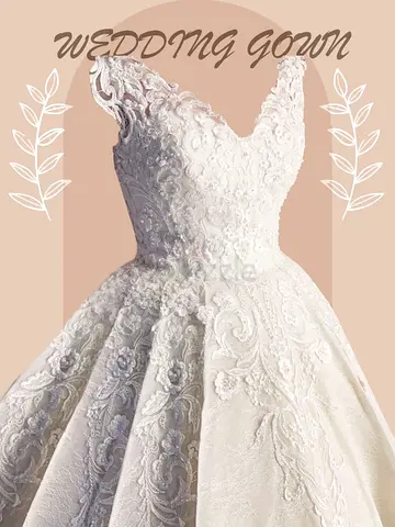 White Lace Embroidered Wedding Gown