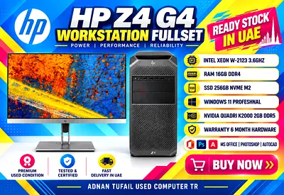FULLSET HP Z4 G4 WORKSTATION 16GB RAM DDR4 INTEL XEON W-2123 NVIDIA QUADRO K2000 2GB DDR5