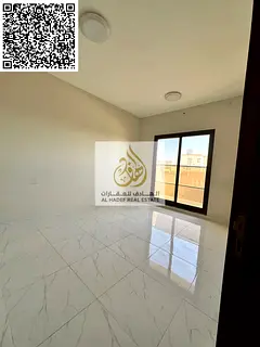 For rent in Ajman: Available: 1-bedroom apartment with a living room, 2 bathrooms, a balcony, and a