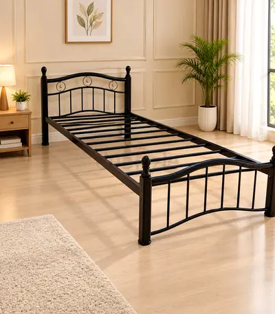 SINGLE BED WOODEN STEEL WITH MEDICATED MATTRESS 90X190 CM