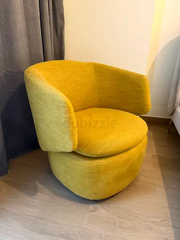 West Elm Yellow fabric lounge armchair - great condition