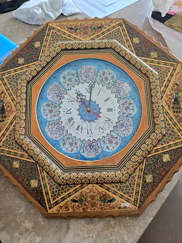 Handcrafted Persian-style Khatam Inlay Wall Clock (Octagonal)