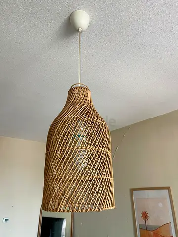 3 pcs Natural Rattan Pendant Light - Boho Woven Ceiling Lamp