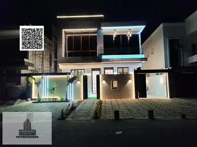 Villa for sale in Ajman, Al-Zahia area. 6 master bedrooms, majlis, living room, and maid's room. Bank financing available.