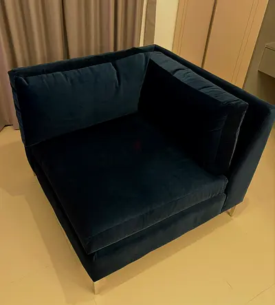 Blue Velvet Corner Chair / Single-Seat Sofa (Modern)