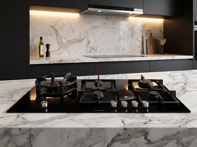 Siemens latest model 5 burner gass cooktop with black glass modern built-in by ameen