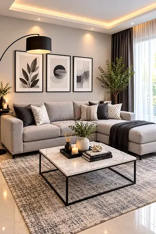 Modern light gary color L shape sofa set