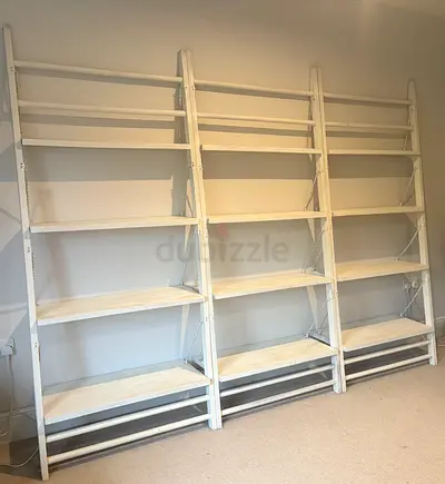French Connection White Rustic Leaning Wall Shelves — Set of 3 tall units
