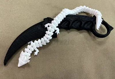 3D-Printed Karambit Knife Replica with  Skeleton dragon