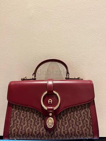 AIGNER monogram top-handle Maroon & Brown Patterned Women's Handbag with Top Handle new never used