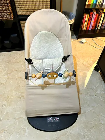 Baby Bjorn bouncer/rocker with toy bar - neutral beige, gently used