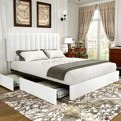 Luxury Super King Size Upholstered Bed | Modern Designer Bed | Drawer At Side Both Sides |
