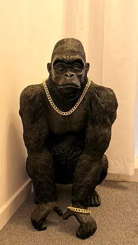Large Decorative Black Gorilla Statue — Resin Sculpture (Indoor/Outdoor)