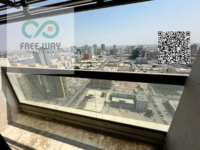 For annual rent in Ajman: apartment with rooms and a living area, including access to a swimming pool, gym, and parking.