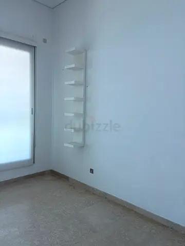White wall-mounted floating display shelf - 6 compartments H190 cm D28 W30