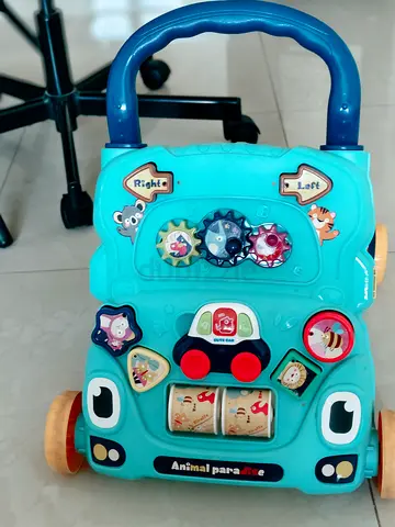 Baby walker activity push toy with sounds and spinning gears