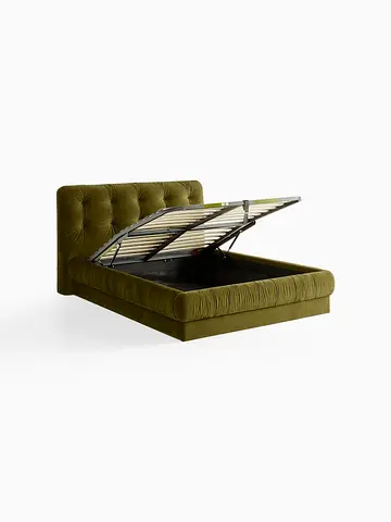 Olive green velvet king thick hydraulic bed