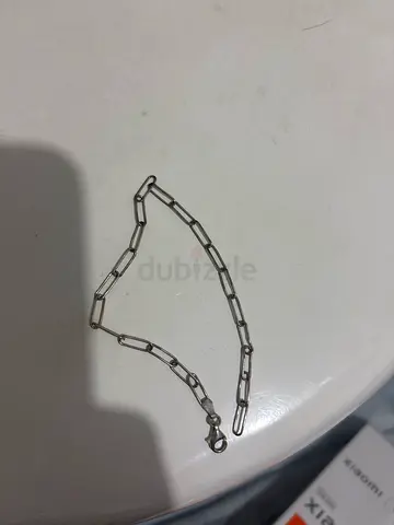Silver link chain bracelet/anklet - simple rectangular links
