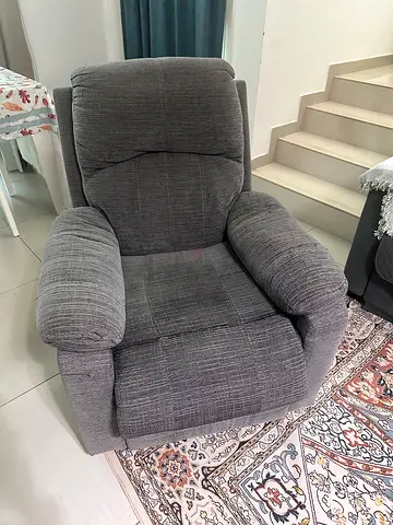 Grey Fabric Recliner Armchair - Comfortable Single Seater from HomeBox