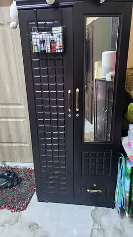 Dark wood wardrobe with mirrored door - good condition