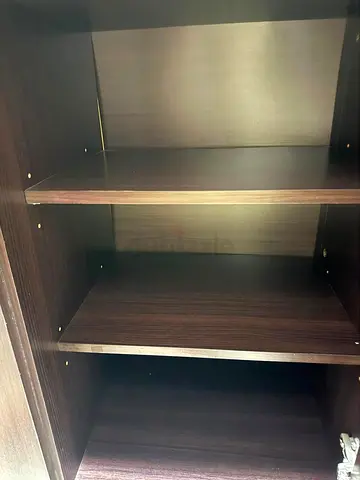 Dark Wood Tall Cabinet / Storage Cupboard with Adjustable Shelves