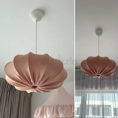 IKEA Pink Fabric Ceiling Pendant Lamp Shade - Good Condition