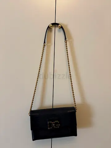 Dolce & Gabbana DG Millennials Lizard-Embossed Shoulder Bag, featuring black textured leather, gold