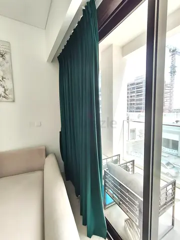 Velvet curtains with ceiling rails (2 sets)