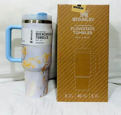 Stanley Quencher H2.0 FlowState 40oz Tumbler (White Gold Marble) – Brand New