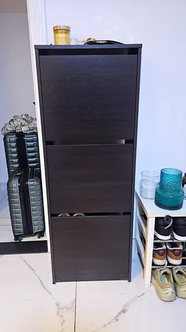 IKEA black 3-drawer shoe cabinet - slim tall storage