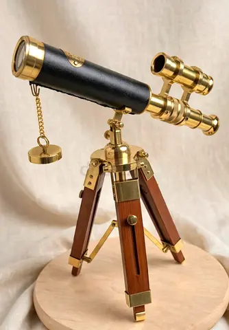 Antique-style Brass Telescope on Wooden Tripod from london for sale