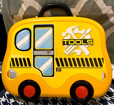 Kids Tool Kit Playset in Yellow Bus Carry Case - Complete Set