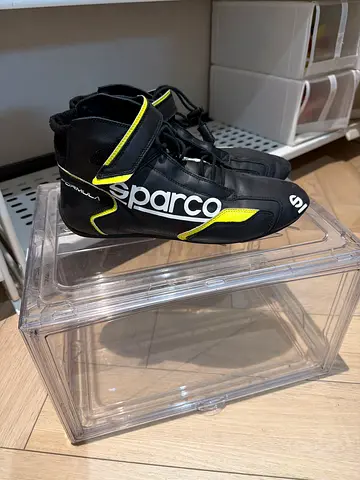Sparco Racing Shoes / Karting Boots - Black with Yellow Accents (Used)