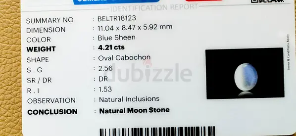 Natural Moonstone 4.21 cts Oval Cabochon with Identification Report