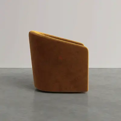Brown Velvet Swivel Accent Chair - Contemporary Barrel Design