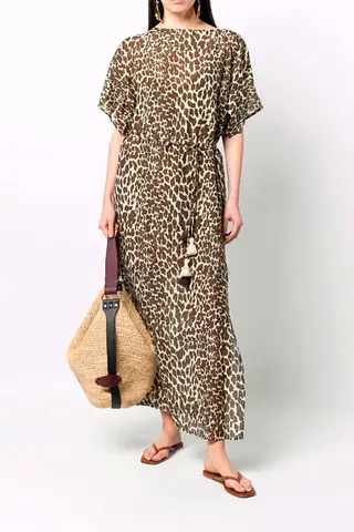 Tory Burch Animal Print Kaftan in Pure Cotton Silk