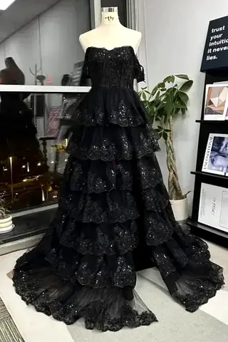 Sherri Hill Black Ball Gown Prom Dress