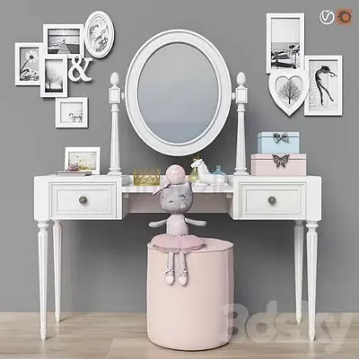Pottery barn White Vintage Vanity Dressing Table with Mirror
