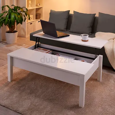 IKEA TRUSTROP White Lift-Top Coffee Table with Storage
